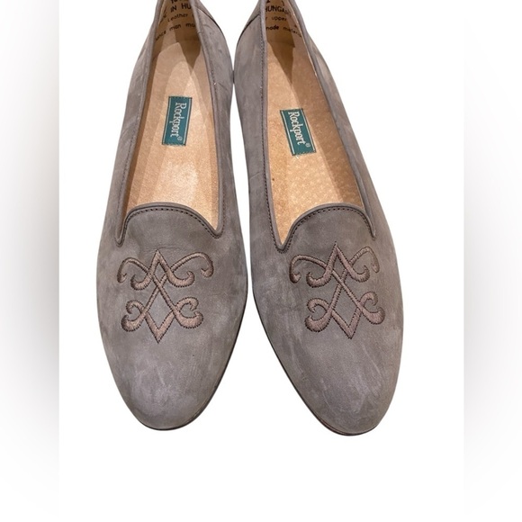 Nwot Rockport genuine leather suede taupe embroidered slip on loafer size 9 - Picture 5 of 8